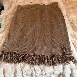 Kenar Textured Tan Pencil Skirt